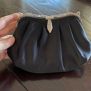 La Regale Black Clutch with Silver Accents